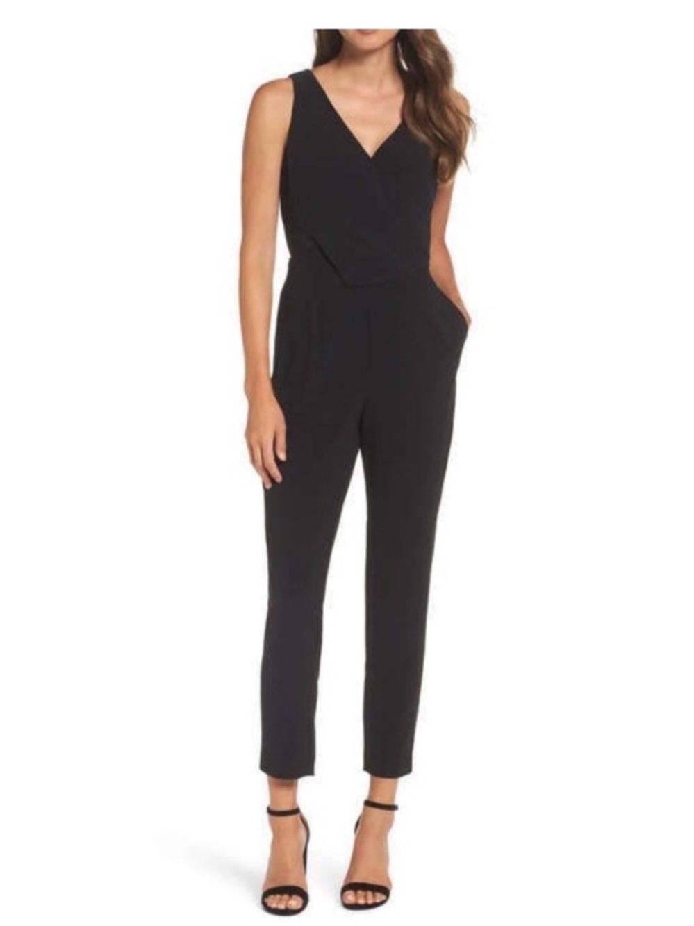 ALI & JAY Black Sleeveless Draped Jumpsuit Size M